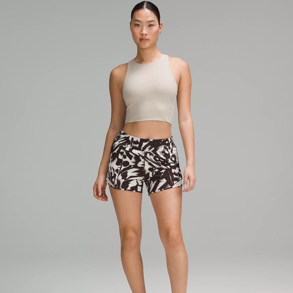 lululemon NWT Hotty Hot HR Lined Short 4" sz 4 Monarch Bloom Bone Espresso/Bon - Picture 2 of 8